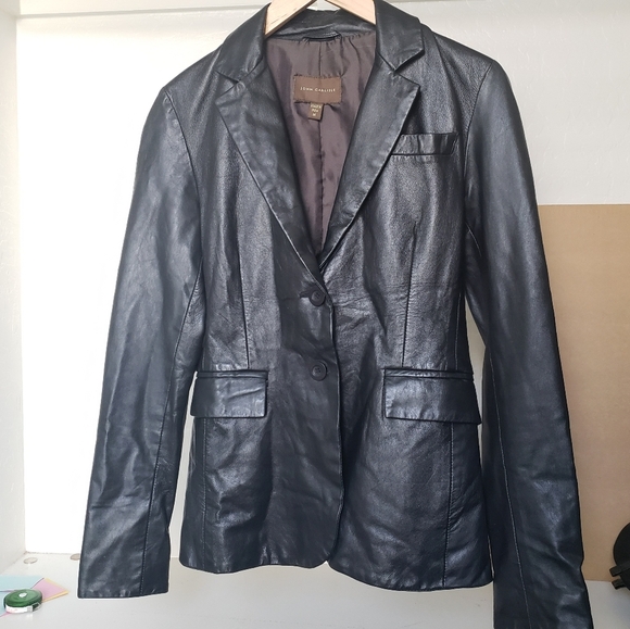 John Carlisle sz Medium genuine soft leather blazer jacket lightweight black - Picture 10 of 10